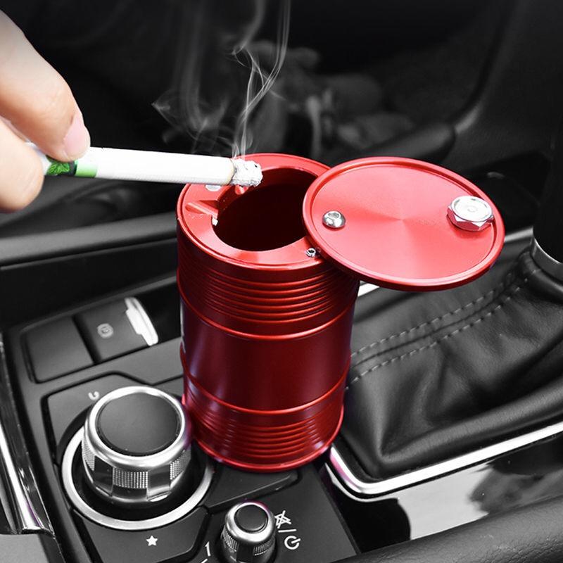 Auto Haus Aschenbecher Ölfass Form Rauch Asche Halter Auto Aufkleber Für Chevrolet SS Z71 RT Captiva Colorado Cruze Spark Malibu Trax