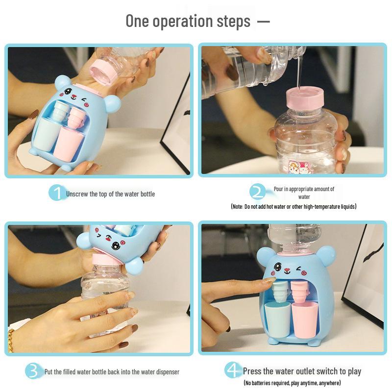 Children's Cartoon Mini Water Dispenser Toy with Dual Outlets for Juice and Beverages - Fun Simulation Machine
