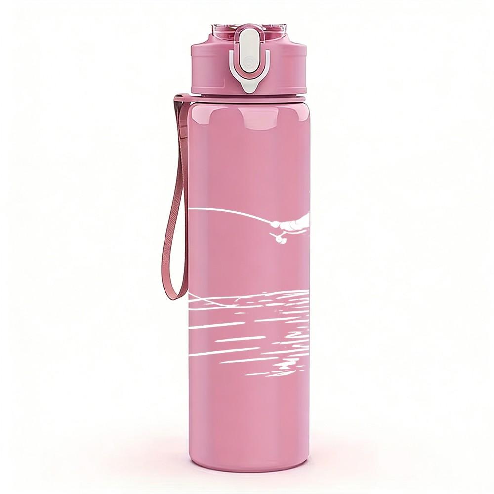 1PC Simple Thin Line Signature Sketch Print 750ml Color Plastic Sports Water Bottle Leakproof Flip Straw Lid Suitable for Sports Office Home Use