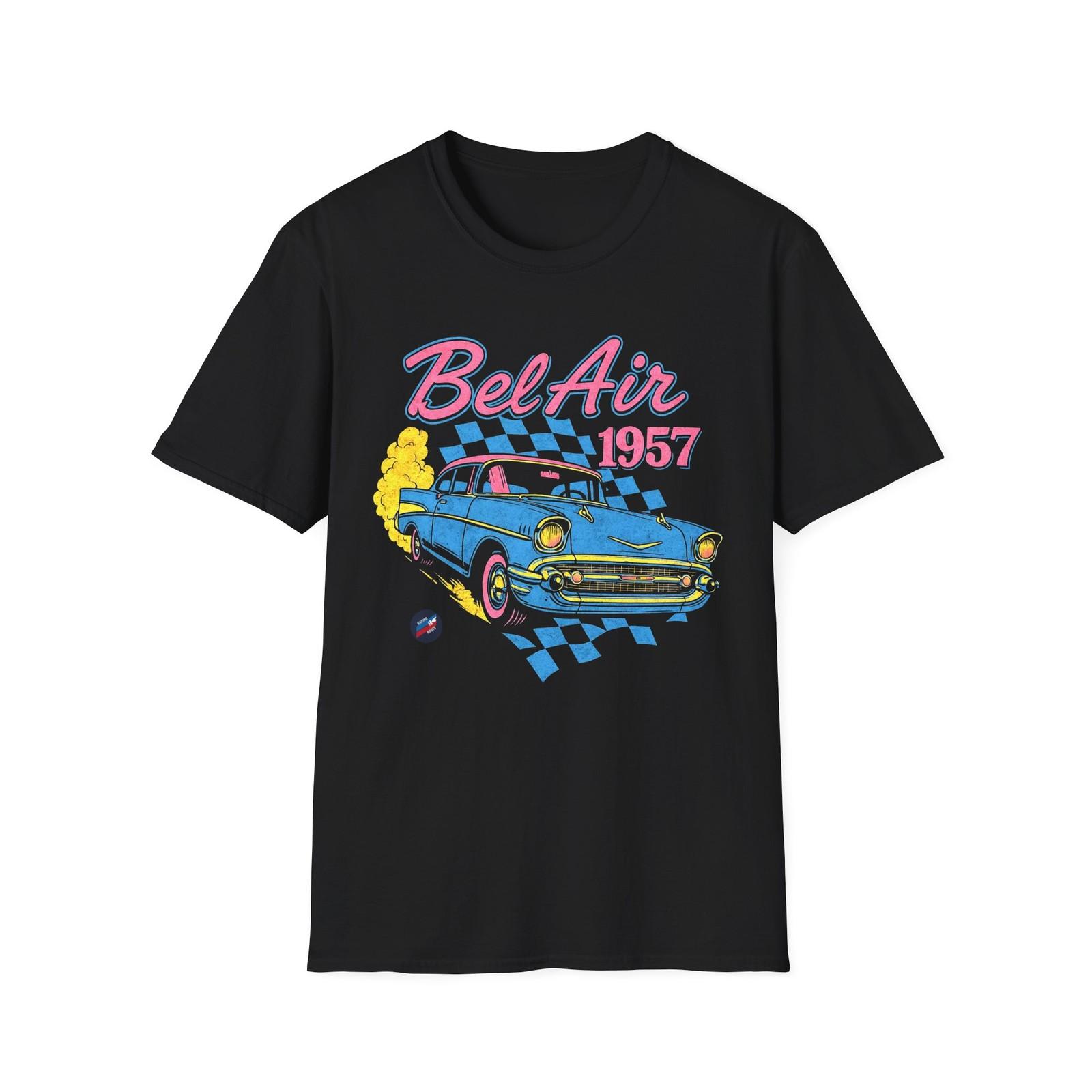 1957 Chevy Bel Air Retro T-Shirt Hot Rod Classic Car Graphic Tee Vintage Style L