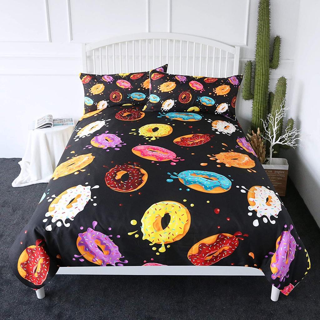 Hamburger Fries Candy Bedding 3D Giant Burger Duvet Cover Set 3 Pieces Fun Fast Food Bedspread King Size Polyester Bedding Set