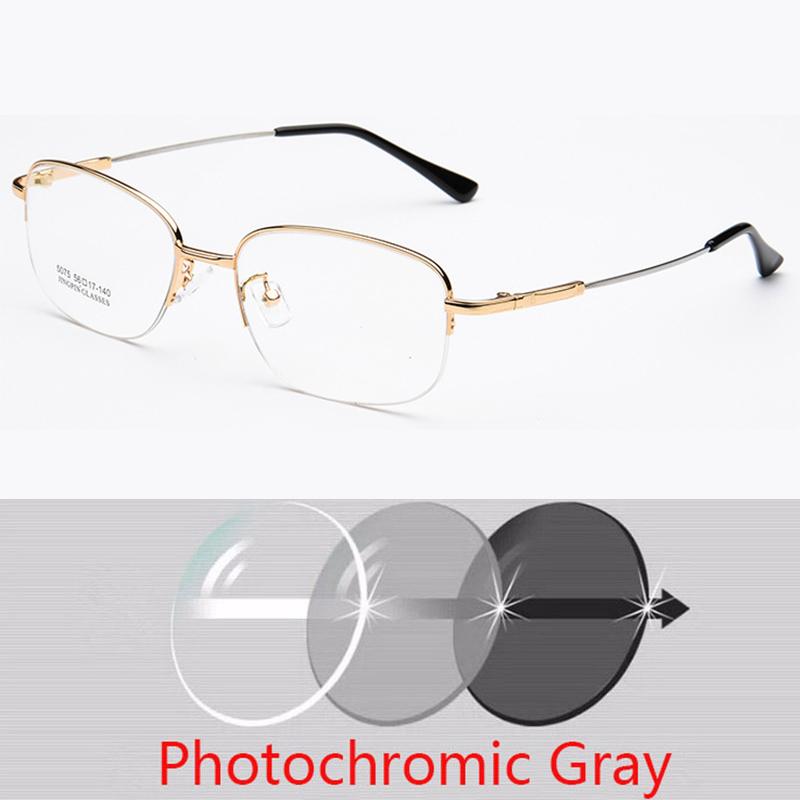 Men's Semi-Rimmed Titanium Memory Frame Metal Eyeglasses Frame for Myopia Prescription Glasses
