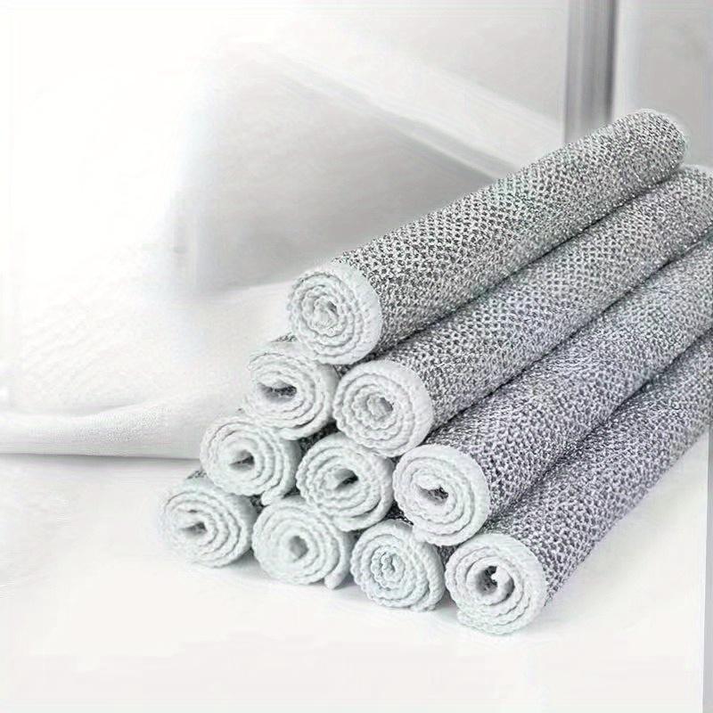 10PC Steel Wire Cloth Double-sided Silver Wire Dishwashing Cloth Instead of Steel Wire Ball Oil-free Dishwashing Towel Kitchen Red