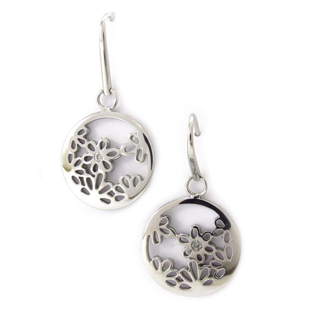 Altesse [K6023] - Silver 'Calypso' Steel Earrings (flower)