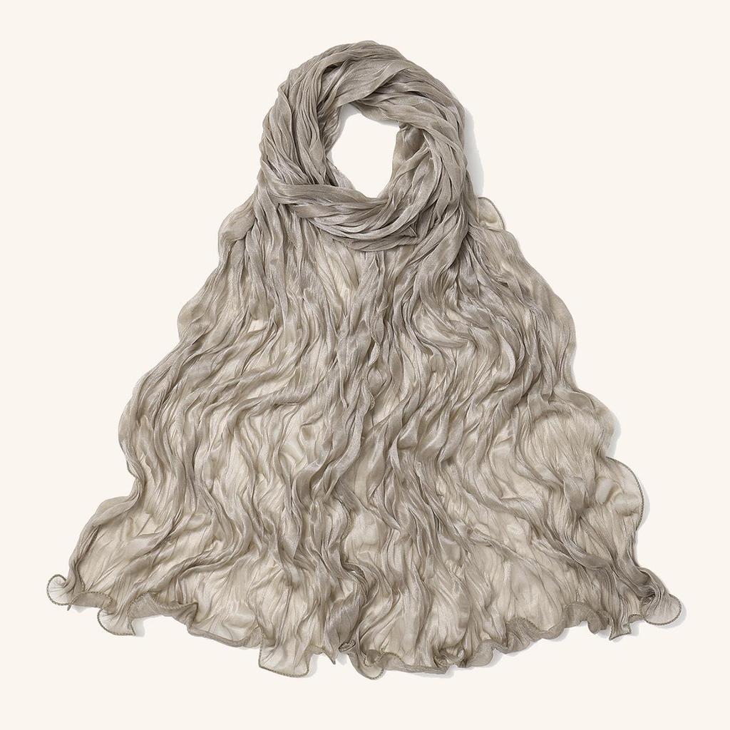 Malaysia Soft Ruffled Lurex Gauze Scarf - Breathable Spring/Summer Headscarf