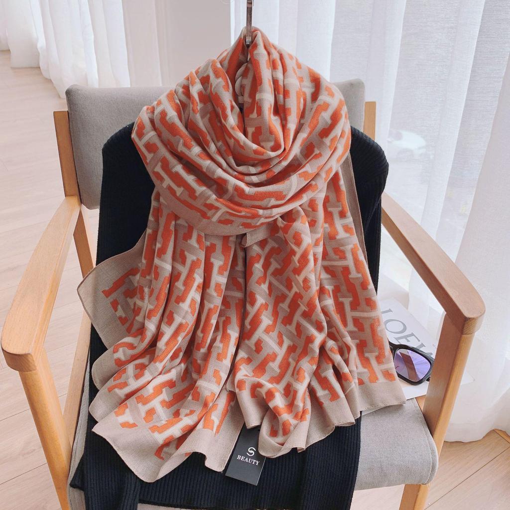 Korean Style Color-Matched Cotton & Linen Scarf for Women - Autumn/Winter Shawl & Lightweight Beach Towel