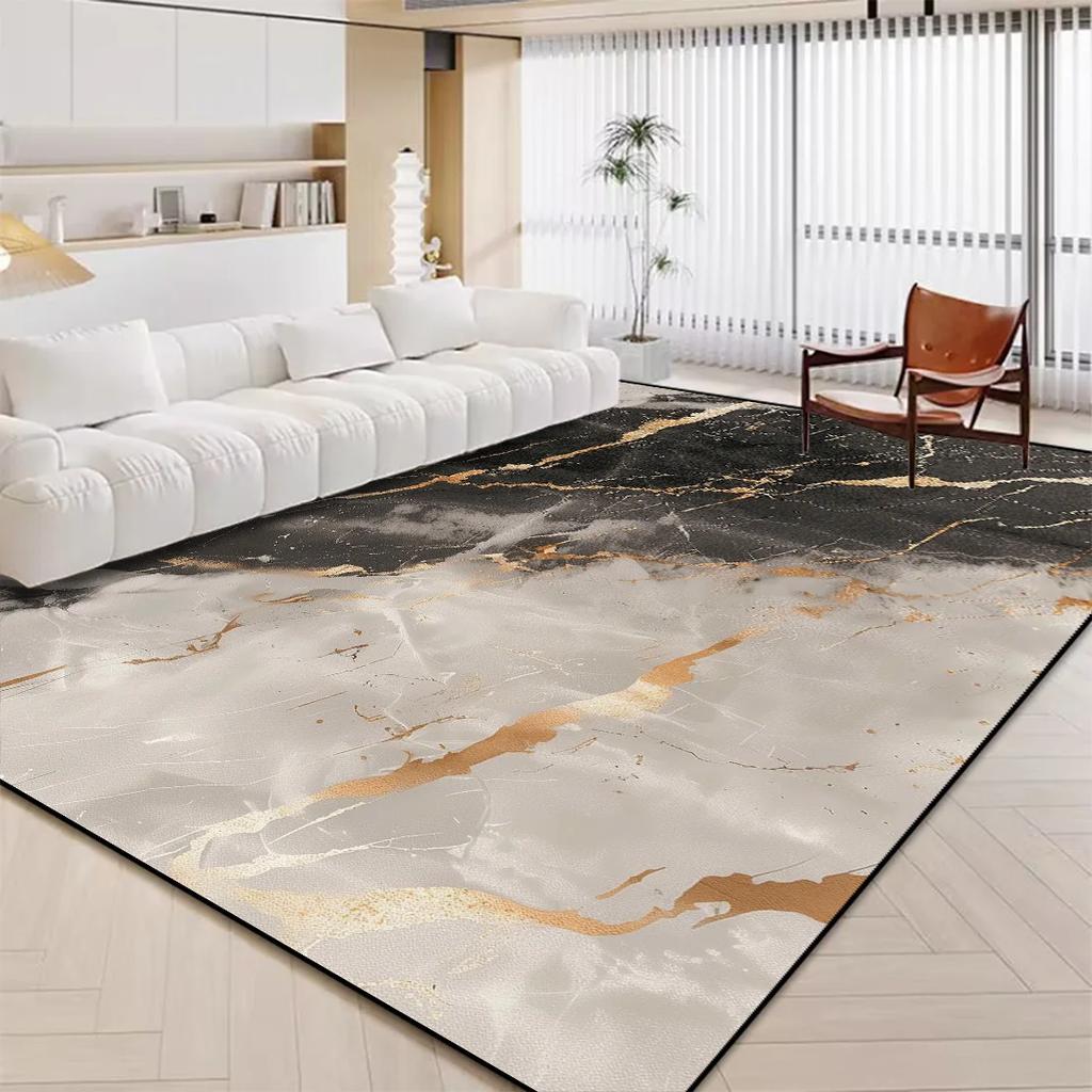 Luxury White Marble Carpet for Living Room Nordic Gold Decoration Home Tapis Non-slip Washable Rugs for Bedroom Ins Floor Mat