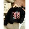 Kids Sweatshirt ,Cute Print Pattern ,Comfortable Spring Thin Round Neck Sweatshirt Bow Design Highlight,Casual Daily Sweatshirt