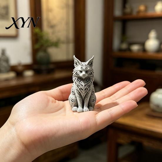 Aesthetic Cat Statue 3D Printed Maine Ornaments, Figurine for Table Decor, Cool Stable Sculpture with Intricate Details, Gifts Mom Women Lovers