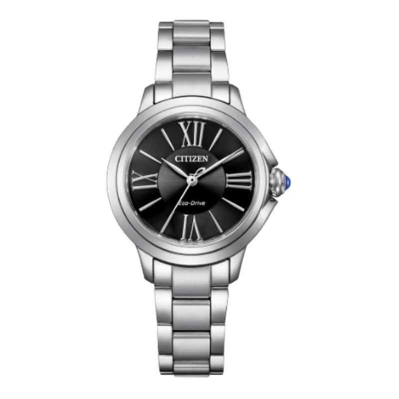 

CITIZEN L Series 50m Waterproof Solar Quartz Steel Strap 30.3mm Women s Watch Black Dial EM1160-58E чорний