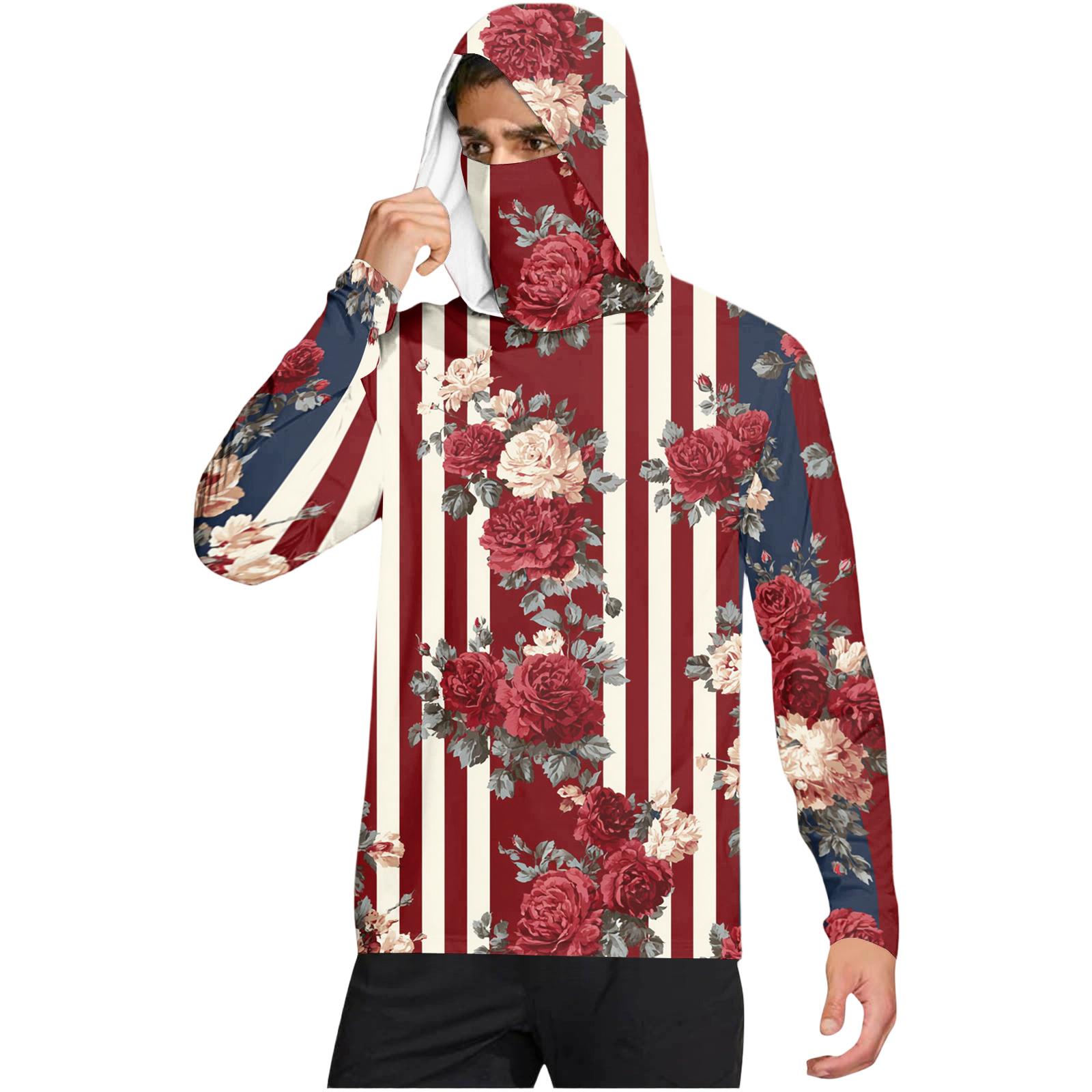 

Men s Casual Tie-Dye Print Hooded Long Sleeve Sun Protection Shirt Lightweight Breathable Outdoor Pullover Top for Daily Wear M