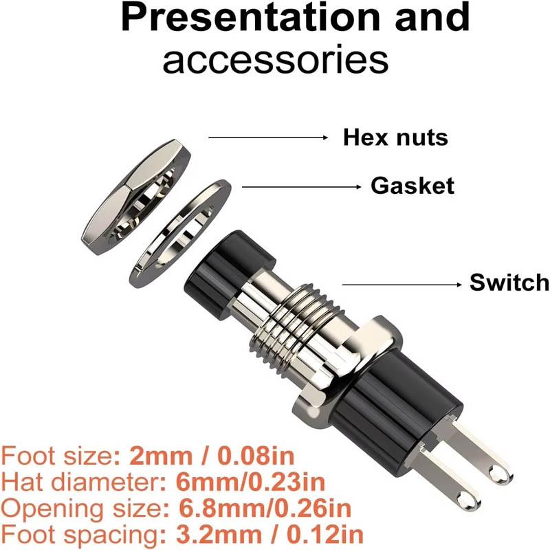 12pcs Momentary Push Button Switch, 1A 250VAC SPST Mini Pushbutton Switches Normally Open(NO) Black & Red Cap