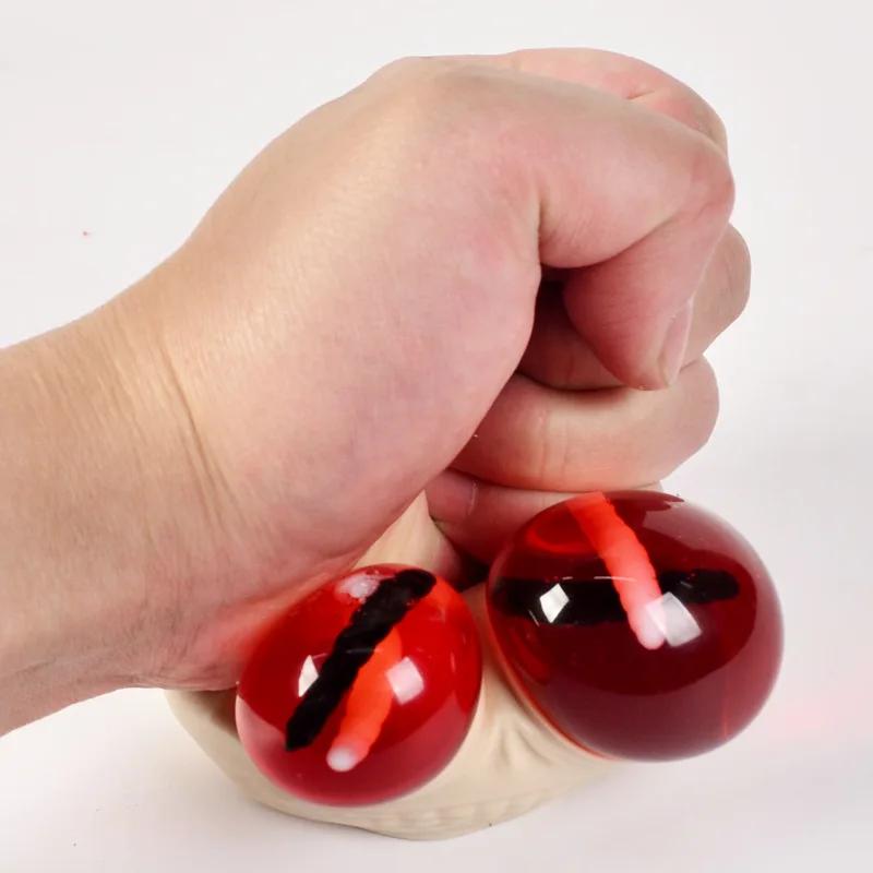 Creative Skull Sensory Fidget Toy Flexible TPR Quick Recovery Squeezing Skeleton Ball Head Ugly Cute Bursting Eyes Prank Toy