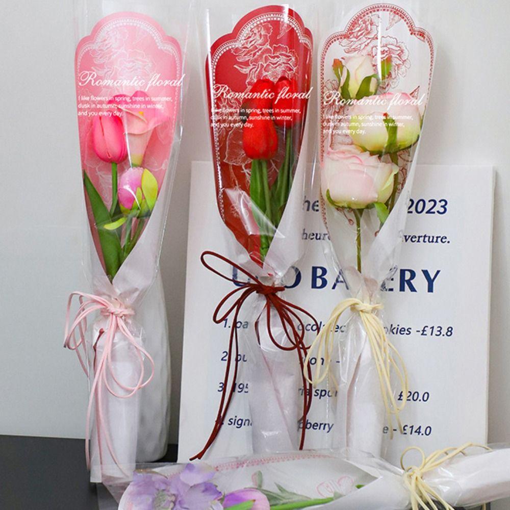 

10 шт. целлофановая крафт-бумага, оберточная сумка для цветов, водонепроницаемая обложка для букета, День святого Валентина
