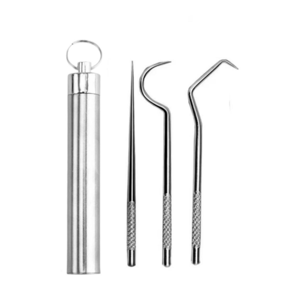 Stainless Steel Dental Floss Y Shape Floss Holder Toothpick Portable Dental Floss Dental Teeth Stick Teeth Cleaner Oral Cleaning