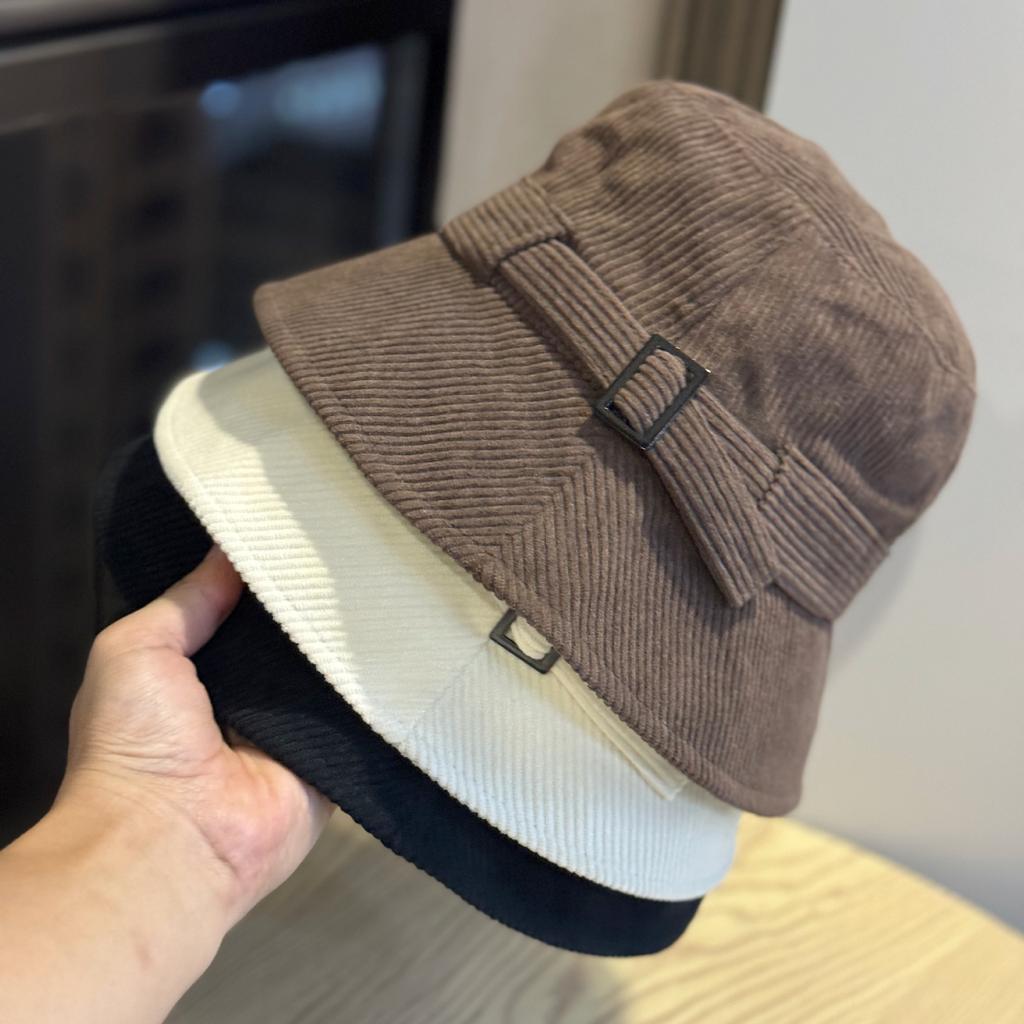 Autumn and Winter Corduroy Casual Versatile Face Showing Small New Women's Basin Hat Elegant Outdoor Travel