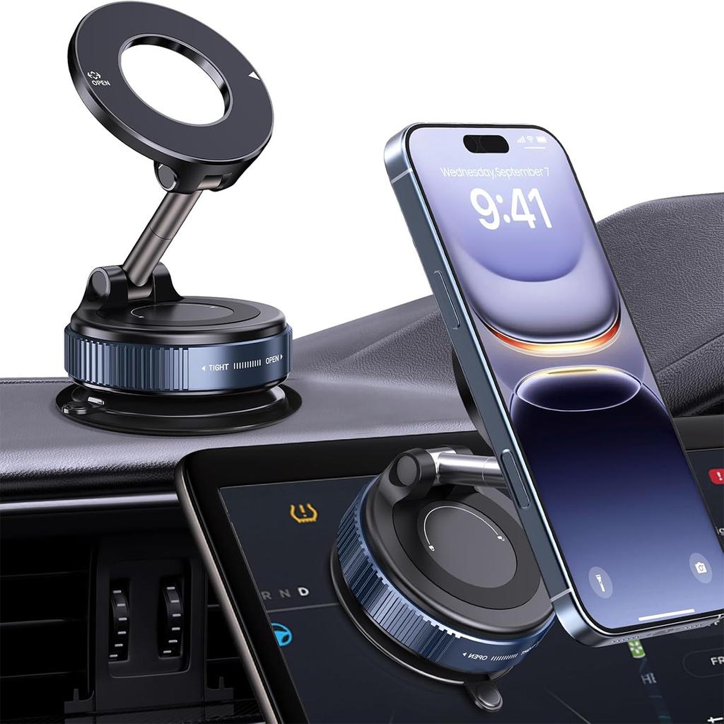 Obrotowy o 360° Magnetyczny Uchwyt na Telefon z Przyssawką, Składany i Wysuwany Uchwyt Samochodowy na Telefon do Samochodu/Siłowni/Lustra/Gładkich Powierzchni