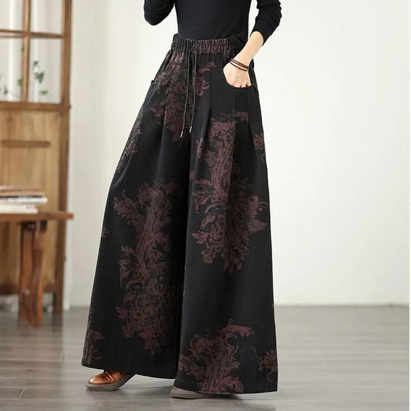 Hose für Damen Elastische Hohe Taille Lange Hose Übergröße Verdickt Dehnbar Vielseitig Lässig Weitbeinjeans