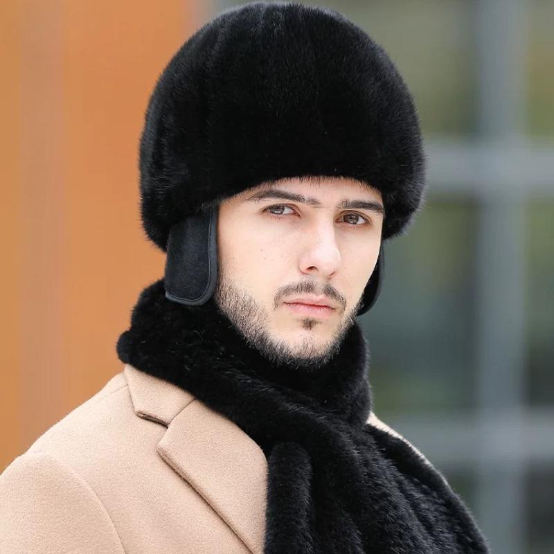 Mink Hat Men's Winter Ear Protection Warm Top Hat Fashion Mink Hair Winter in The Elderly Dad Fur Hat
