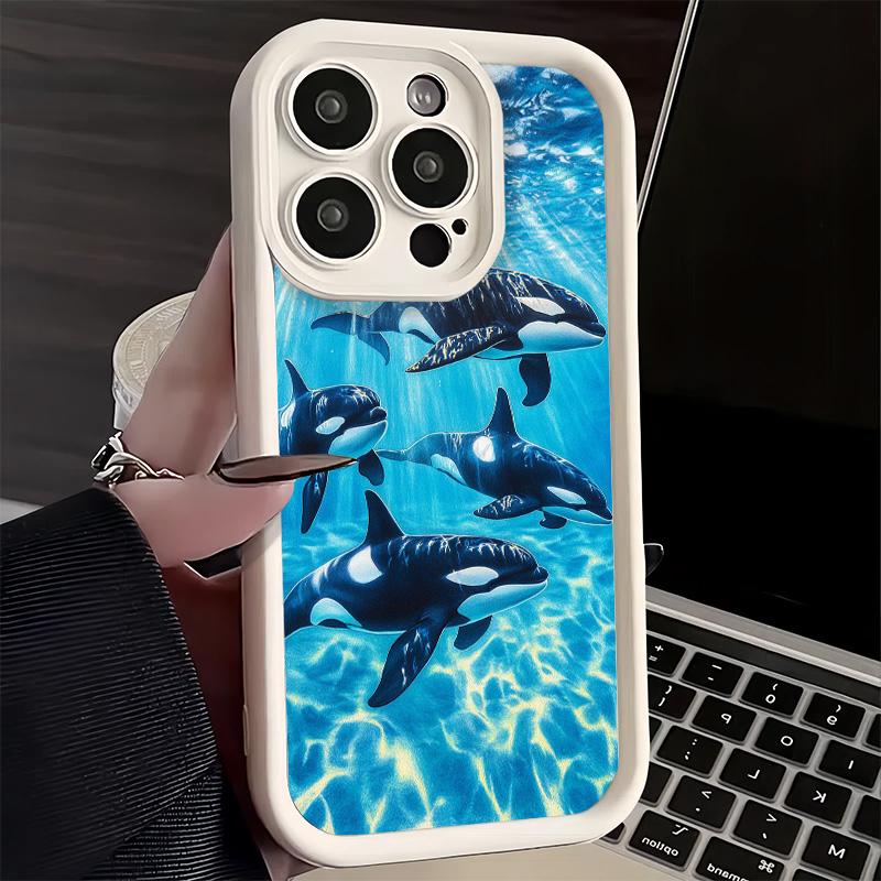 Phone Case for iPhone 17 Air 16E 15 16 Pro Max Orca Ocean Pattern Cover 14 Plus 13 12 Mini Soft Shell Silicone Fundas