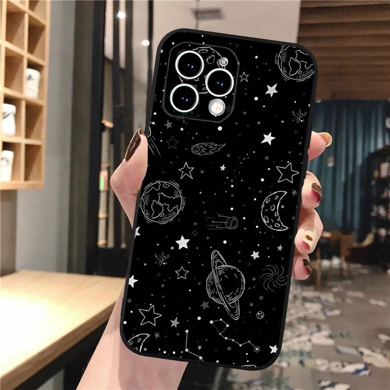 Galaxy Space Moon Star Phone Case For iphone 17 Pro Max Air 16 15 14 13 Pro Max 15 16 Pro 15Plus