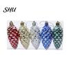 Pine Cone Hanging Ornament 5Pcs Christmas Plastic Colorful Shiny Glitter Pendant for Holiday Party Classic Shape Scene Layout Tree Decoration
