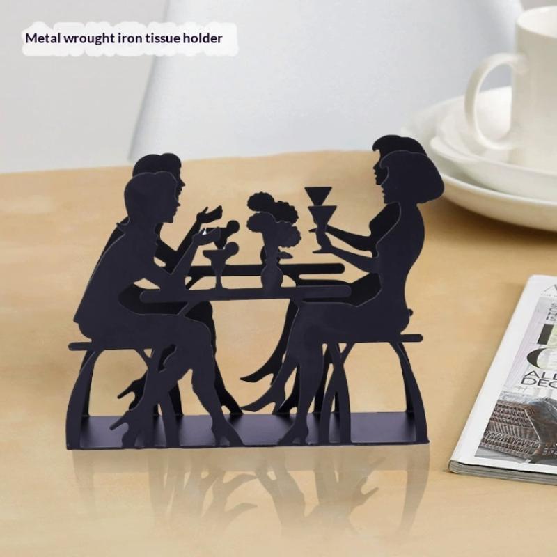 Creative Elegant Metal Cartoon Pattern Napkin Holder Paper Drawer Storage Bracket Organizer Dining Tabletop Accessory