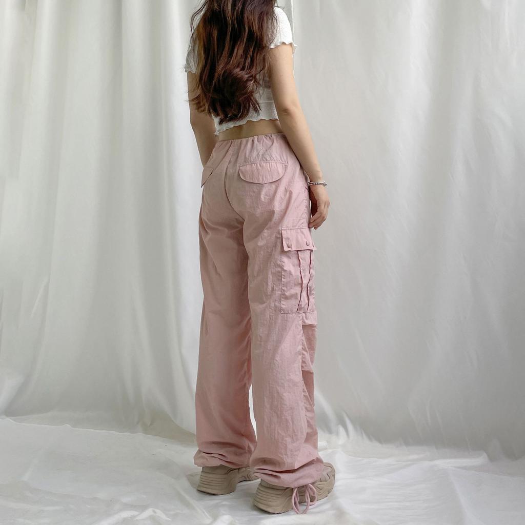 2022 Autumn Streetwear Drawstring Cargo Pants Womens Low Waist Baggy Pants Fairycore Trousers Vintage Casual Wide Leg Sweatpants