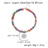 Bohemian Rainbow Beaded Choker Necklace for Women Vintage Silver Color Sun Pendant Necklaces Summer Beach Vacation Jewelry Gift