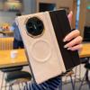 Applicable to Huawei MateX6/x5 mobile phone case, linen brown cloth pattern double central axis all-inclusive matex3 folding magnetic case