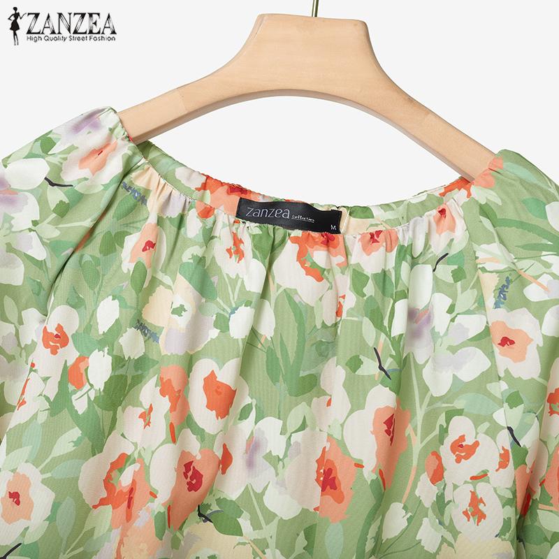 ZANZEA Women Half Sleeve Floral Blouse and Shorts Summer Two Piece Suit Sets