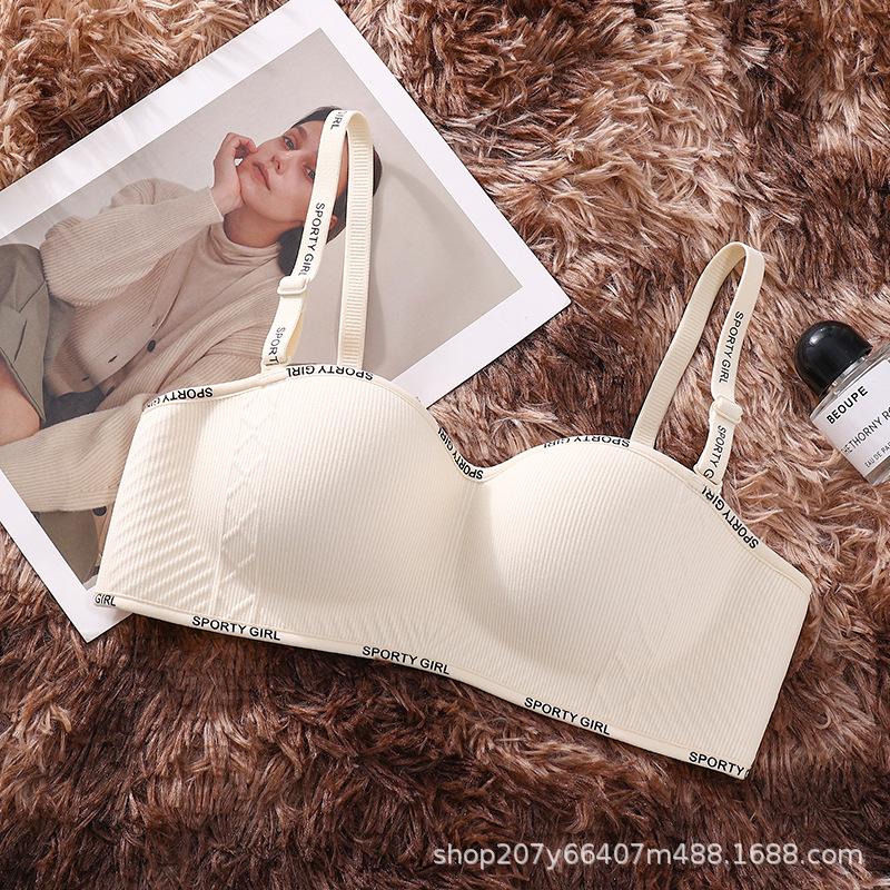 

Английские буквы бретели маленькая грудь собирает персиковая чашка полукруглая майка без бретелей нижнее белье 32/70 AB pass cup шампанского