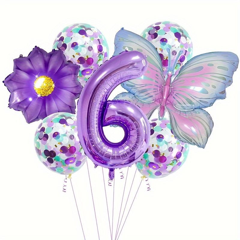 9PCS Butterfly Number Balloons Set Birthday Party Decorations Anniversary Layout Celebration Indoor Event Party Decor Supplies