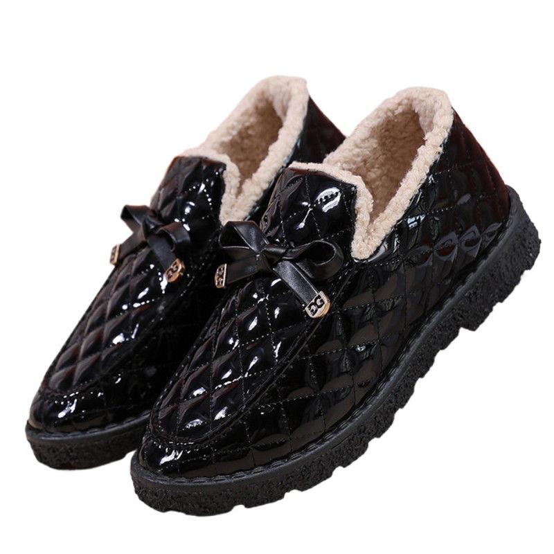 Winter Cotton Shoes Women's 2025 New Platform Snow Boots Wear Warm Checkered Fleece Cotton Boots, Non-slip Bread Cotton Boots