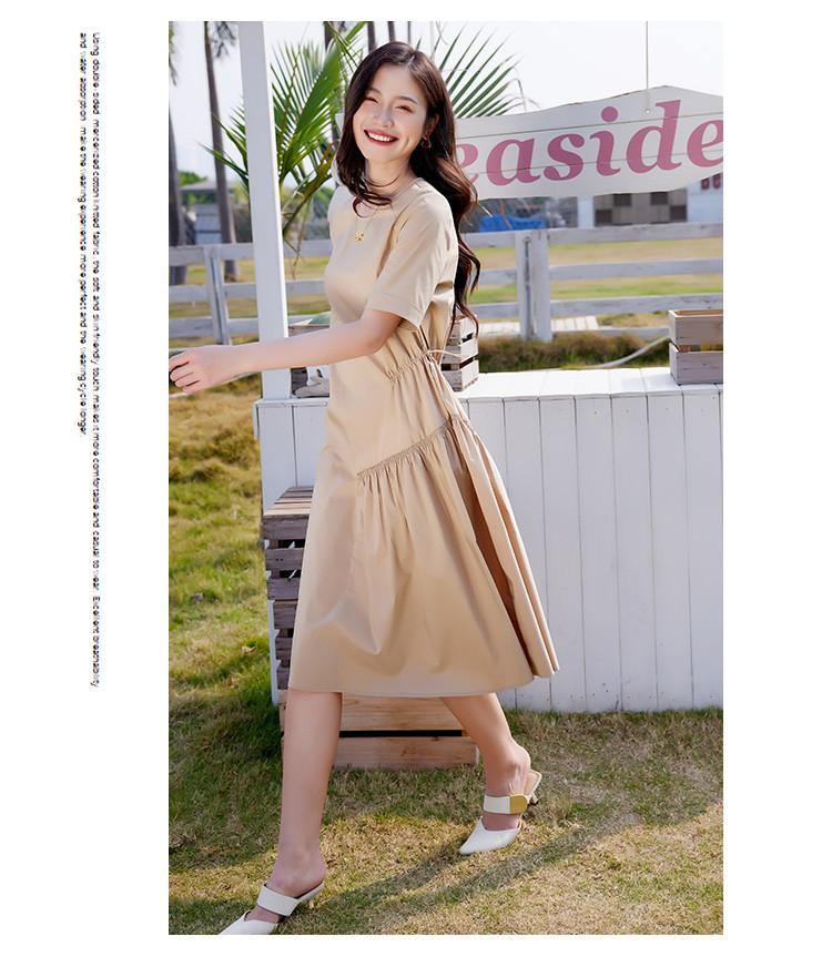 [Shirt Skirt] Summer Solid Color Simple Age Reducing Mid Length Women's Dress