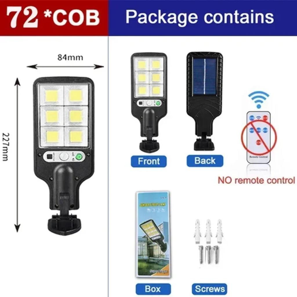 New High Power  Solar Lights 3 Lighting  Motion Sensor Solar COB Wall Lamp With Remote Control Outdoor Waterproof Street Lamp