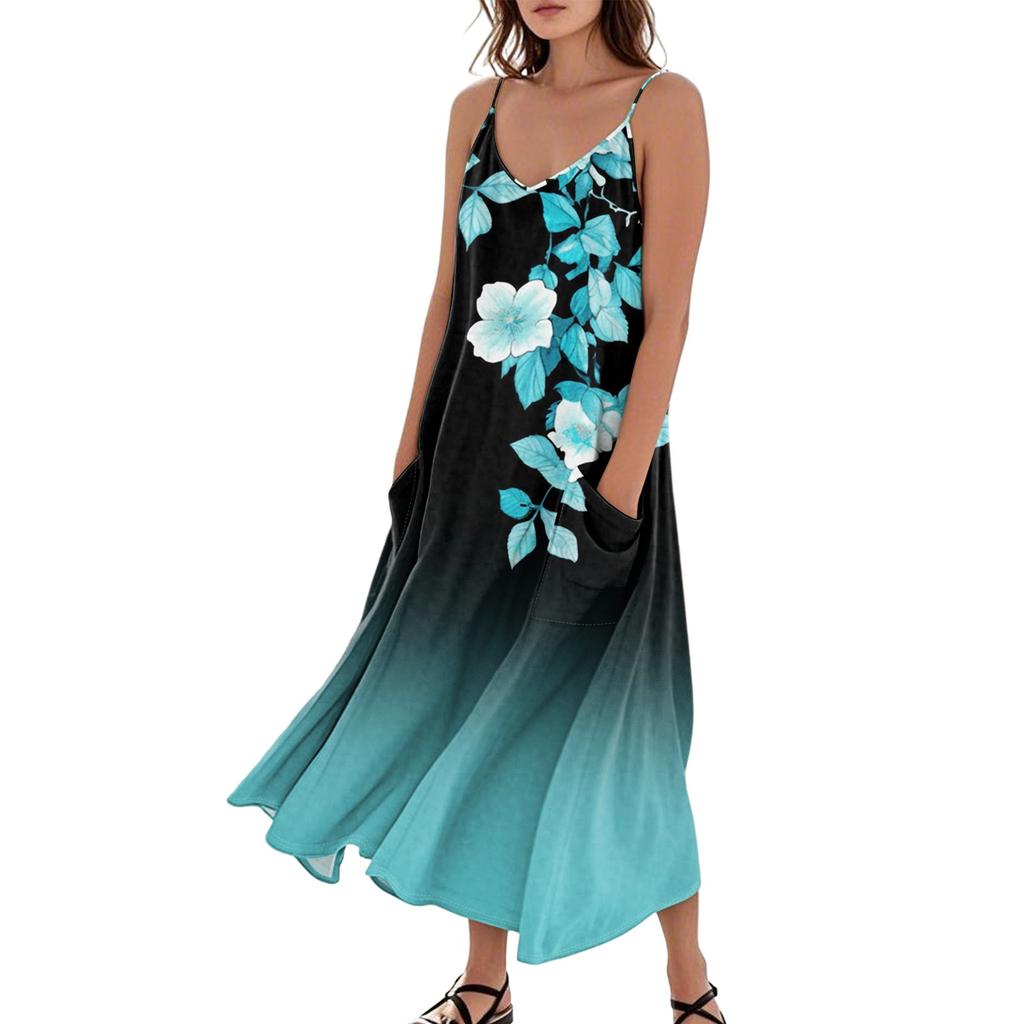Vestito estivo da donna, casual, largo, lungo, da spiaggia, per le vacanze