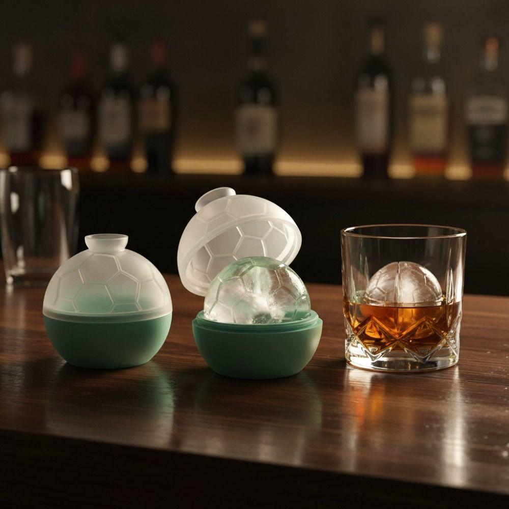 2PCS Dust Cover Soccer Ice Cube Mold Silicone Ice Ball Maker Safe Football Ice Tray  Sport Party