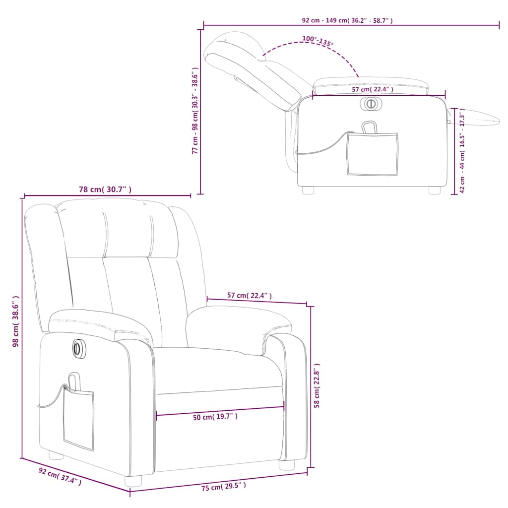 Electric Massage Chair Taupe Fabric
