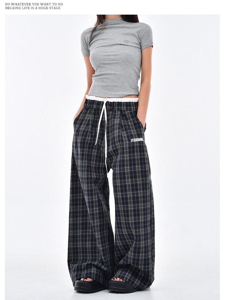 Women's Retro Double-Waist Wide-Leg Pants, High-Waisted Loose Fit, Spring/Autumn 2025 Collection