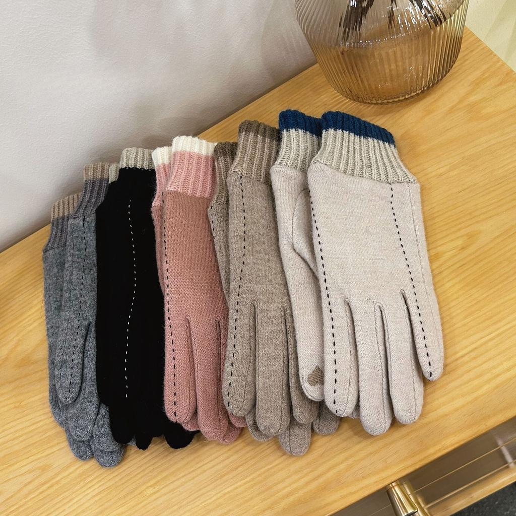 Warm Gloves for Women Winter Electric Bike Riding Plus Velvet Thickened Windproof and Cold Proof Cashmere Touch Screen Gloves Winter