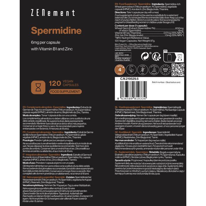 Spermidine 6 mg par gélule - 120 gélules véganes
