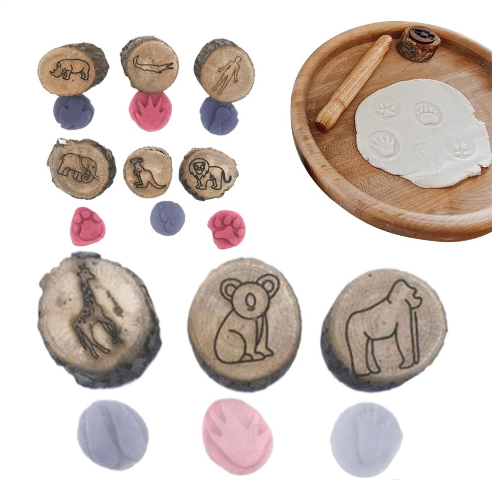 Animal Stamps For Kids Kids Stamp Set Fun Games Wooden Footprints Stampers Craft Kits Scrapbook Supplies Preschool Learning