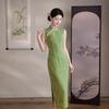New Chinese-style improved cheongsam 1011 new fresh national style green sleeveless long thin elegant temperament dress