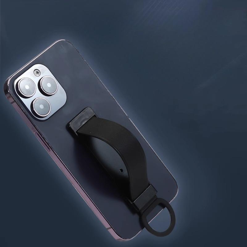 Retractable Phone Grip Stand with Adhesive Base Pull String Phone Holder with Wrist Strap Universal Mobile Phone Kickstand