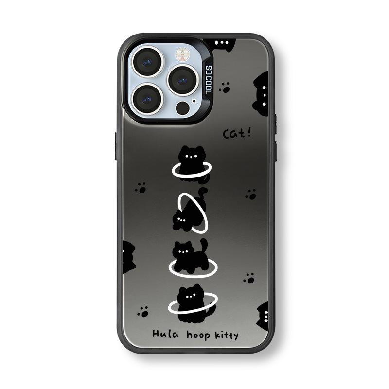 Silver Black Kitten Phone Case for iPhone 12 Pro Max/16/17, Niche Design