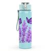 1PC Twin Purple Butterfly Layout 750ml Color Plastic Sports Water Bottle Leakproof Flip Straw Lid For Sports Office Home Use