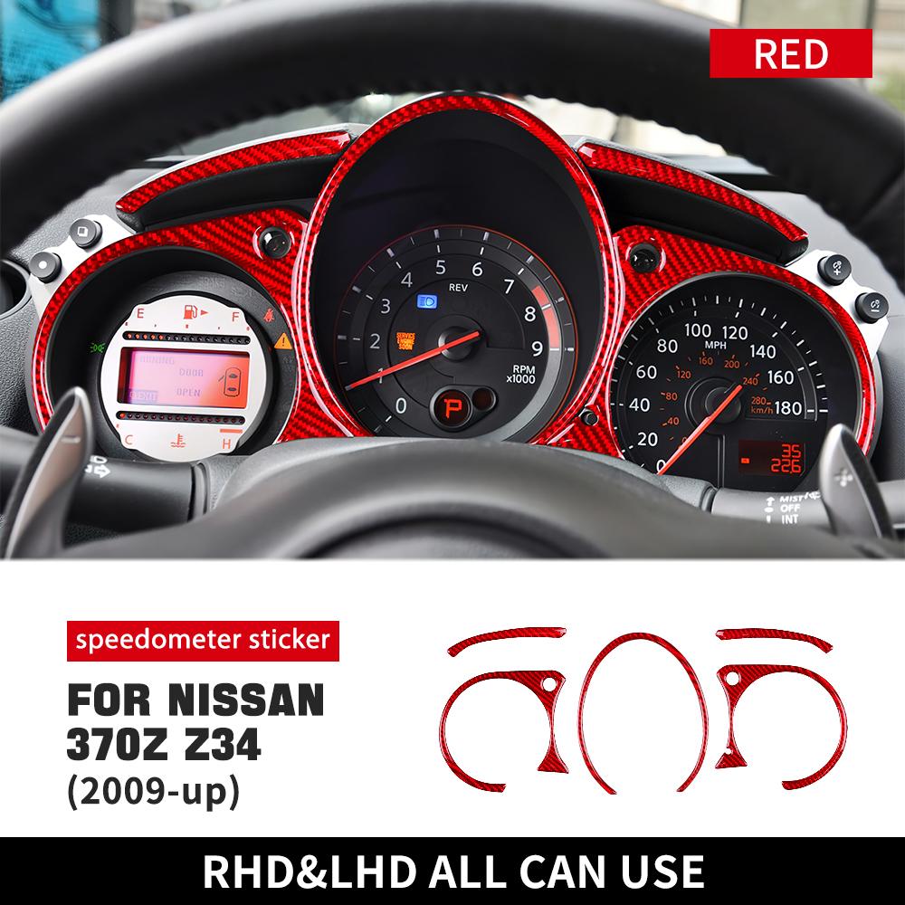 Real Soft Carbon Fiber Sticker For Nissan 370Z Z34 2009 2010 2011-on Speedometer Pointer Indicator Surround Cover Dashboard Trim красный