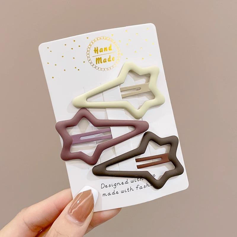 Milk Curry Color Bangs Clip Star Hairpin Press Style Women's New Hair Accessories Headdress Broken Hair Clip Side Clip