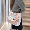 Korean Version Ins Exquisite and Cute Contrasting Colors Large-capacity Student Tutoring Bag Literary and Small Fresh Women's Shoulder Messenger Bag